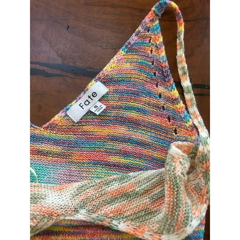 Fate Pastel Rainbow Space Dye Knit Maxi Dress S - Picture 5 of 5